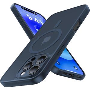 Magnetic for iPhone 16 Pro Case,Upgraded [Full Camera Protection][Compatible with Magsafe][Military Grade Protection]Shockproof Slim Translucent Matte Phone Case for iPhone 16 Pro,Midnight Blue