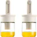 Oil Dispenser with Brush, Kitchen Cooking Oil Brush, 2 IN 1 Oil Dispenser Bottle with Silicone Basting Brush, for Cooking Vinegar Sauce BBQ Grill Frying (2 Pieces)