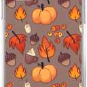Fall Leaves Pumpkin Acorns Case Compatible with iPhone 15 Plus, Aesthetic Autumn Halloween Case for iPhone 15 Plus for Teens Men and Women, Cool TPU Bumper Phone Case Cover
