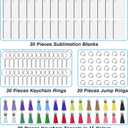 Modacraft 120Pcs Sublimation Keychain Blanks Bulk Set with Rectangle Sublimation Blanks Tassels Keychain Rings & Jump Rings for DIY Keychains Crafting