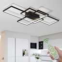 Modern LED Ceiling Light for Bedroom 31.5" Black Kitchen Lighting Fixtures Ceiling 3000-6500K Dimmable Square Ceiling Light with Remote Control for Living Room, Dining Room, Kitchen, 31.5*17.7*3.5 in
