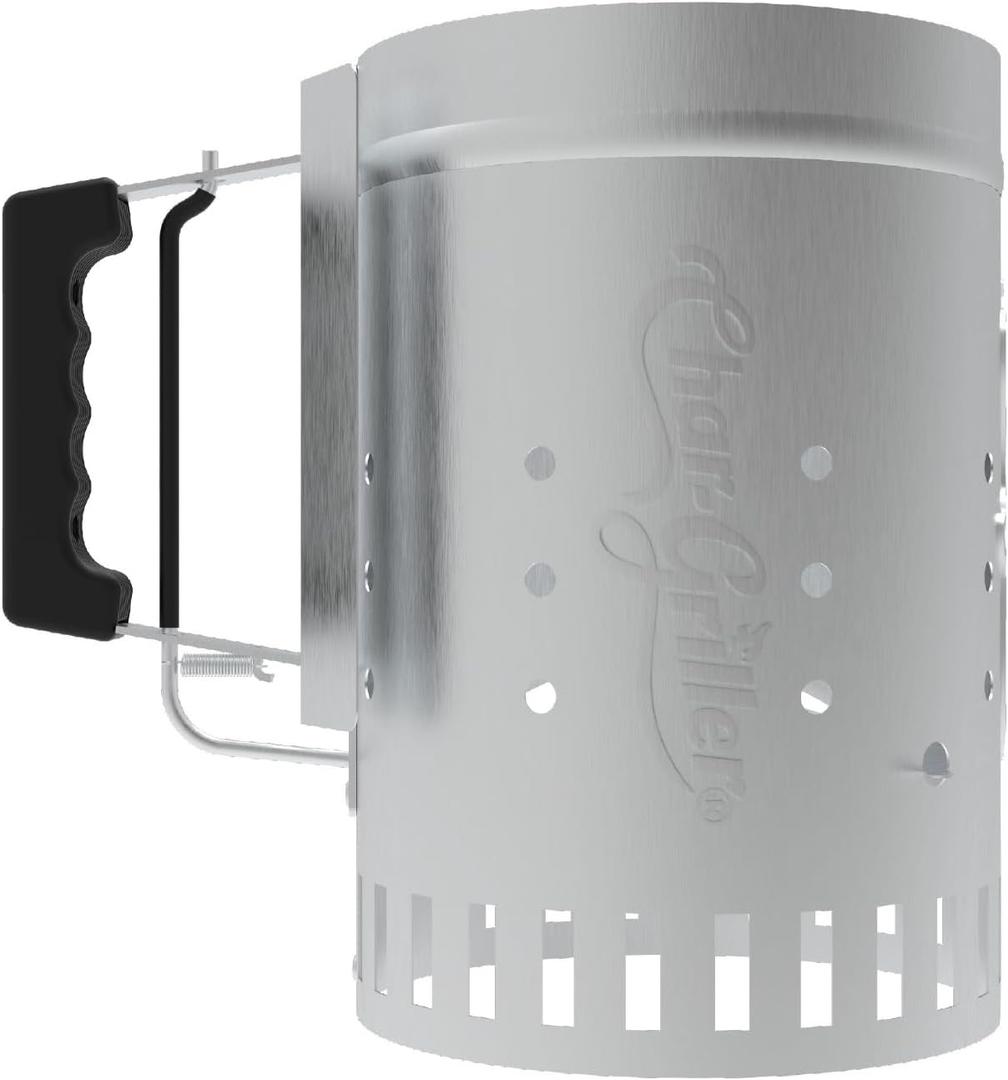 Char-Griller® Charcoal Grill Chimney Starter with Quick Release Trigger for Quickly Lighting BBQ Coals, Compatible with Any BBQ Charcoal Grill, 12-Inch