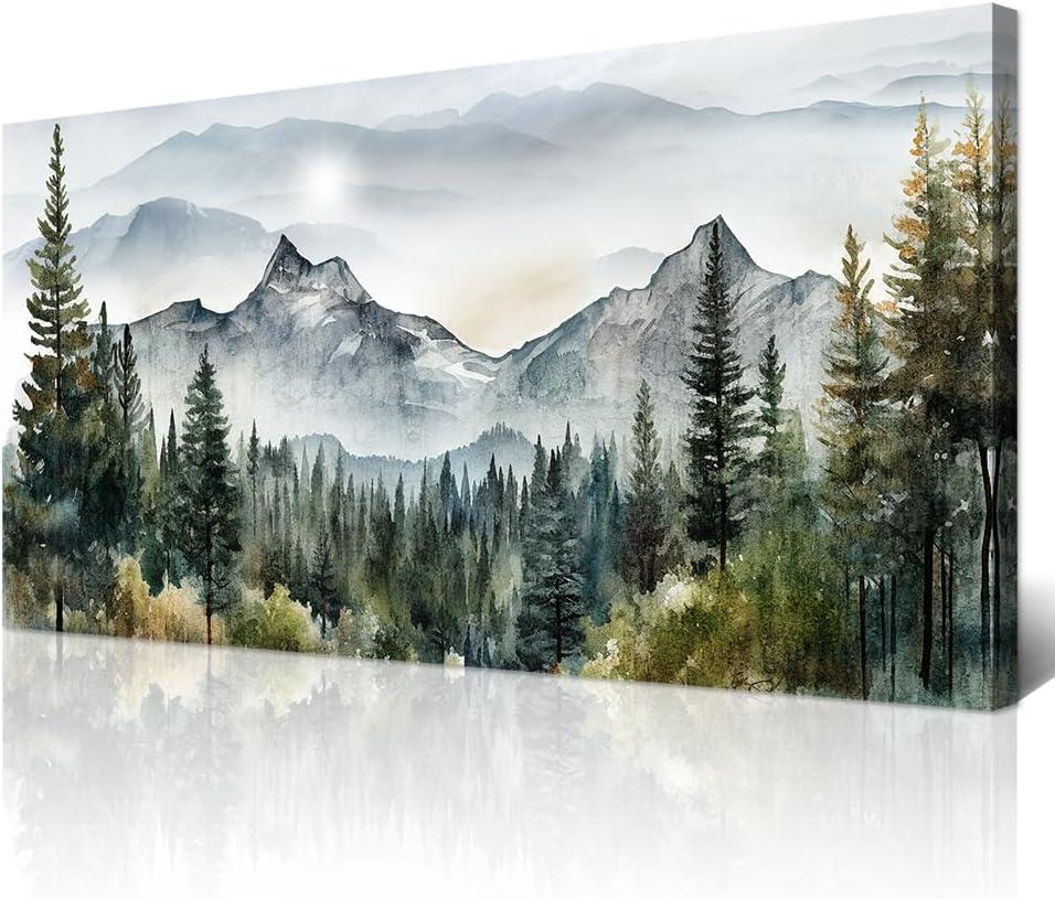 Wapluam Abstract Mountain Landscape Canvas Art - Modern Wall Decor For Living Room, Bedroom - Stretched & Framed, Ready To Hang (40"L x 20"W)
