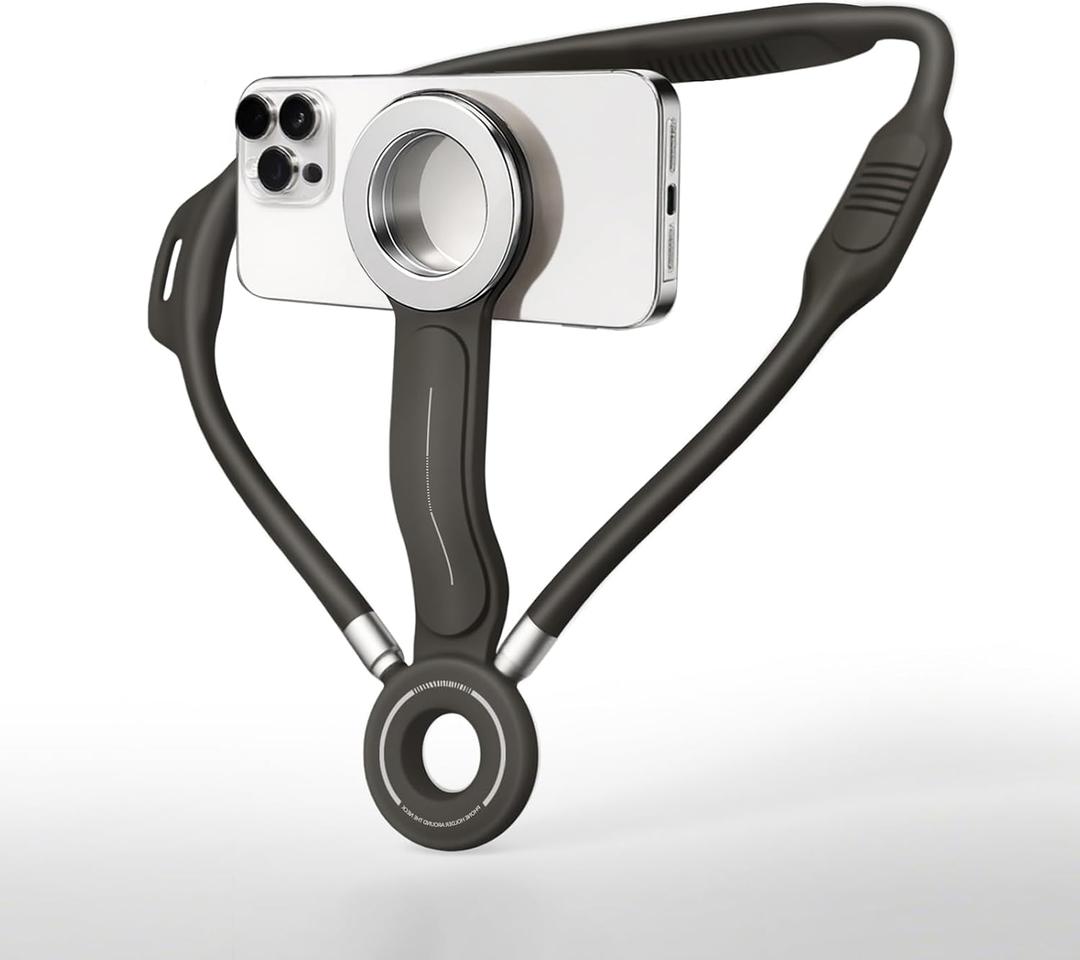 Magnetic Neck Phone Holder for Recording, Neck Mount Phone Holder for POV/Vlog/Video Content Creator/Ktichen, Hands Free Around Neck Mount for iPhone 17 16 15 14 13 12 Android Cell Phones