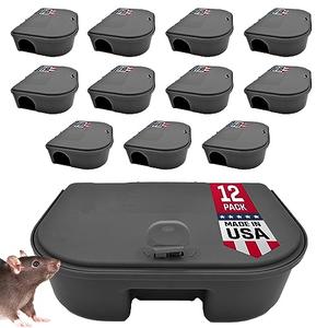 Exterminator's Choice Black Mouse Bait Station, Includes 12 Small Stations and 1 Key, Heavy Duty Bait Traps for Mice and Other Unwanted Household Intruders, Durable and Discreet Outdoor Mouse Traps