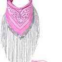Fringe Rhinestone Bandana with Heart Sunglasses, Disco Cowgirl Bachelorette (Pink)