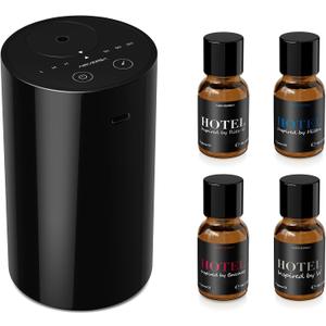 Airversa Waterless Essential Oil Diffuser Starter Kit, Battery Operated Mini Scent Air Machine Portable Diffuser for Home Car Office, AN8 Kit Black, Missing Oils
