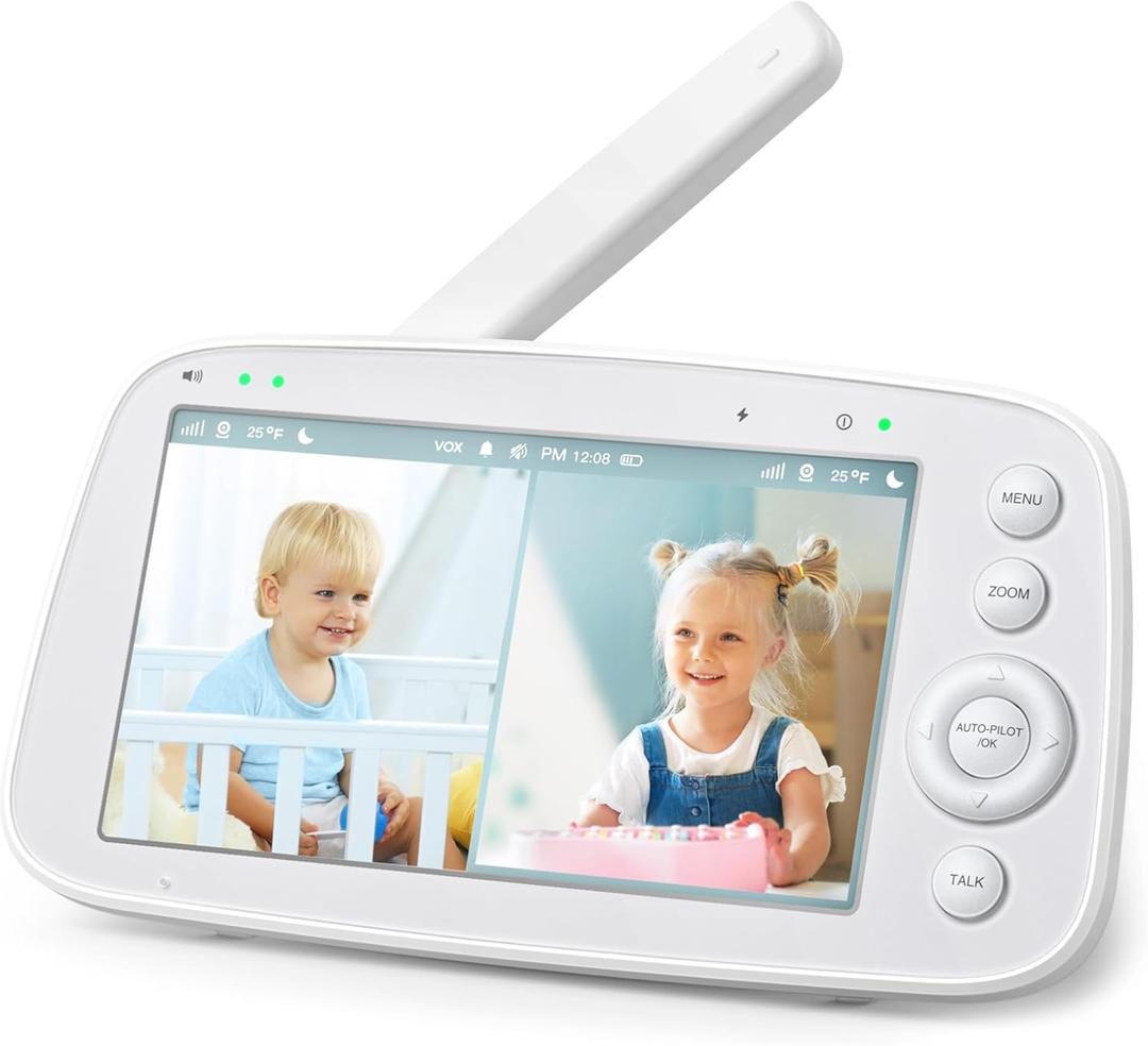 HiPP Video Baby Monitor Screen, 5 Parent Unit for VAVA, Single Split-Screen, Infrared Night Vision, 2X 4X Zoom, 900ft Long Range, 4500mAh Battery, 2-Way Audio Talk