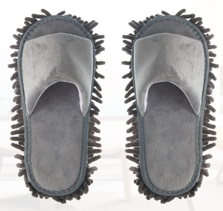 Jecery 1 Pairs Microfiber Cleaning Mop Slippers for Floor Cleaning House Mop Shoes Men and Women Washable Unisex Dusting Slippers Dirt Tool Supplies(Medium)