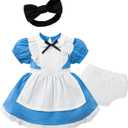 Baby Toddler Girl Dress with Bloomer Short Halloween Movie Costume with Diaper Cover (12-18 Months, Blue)