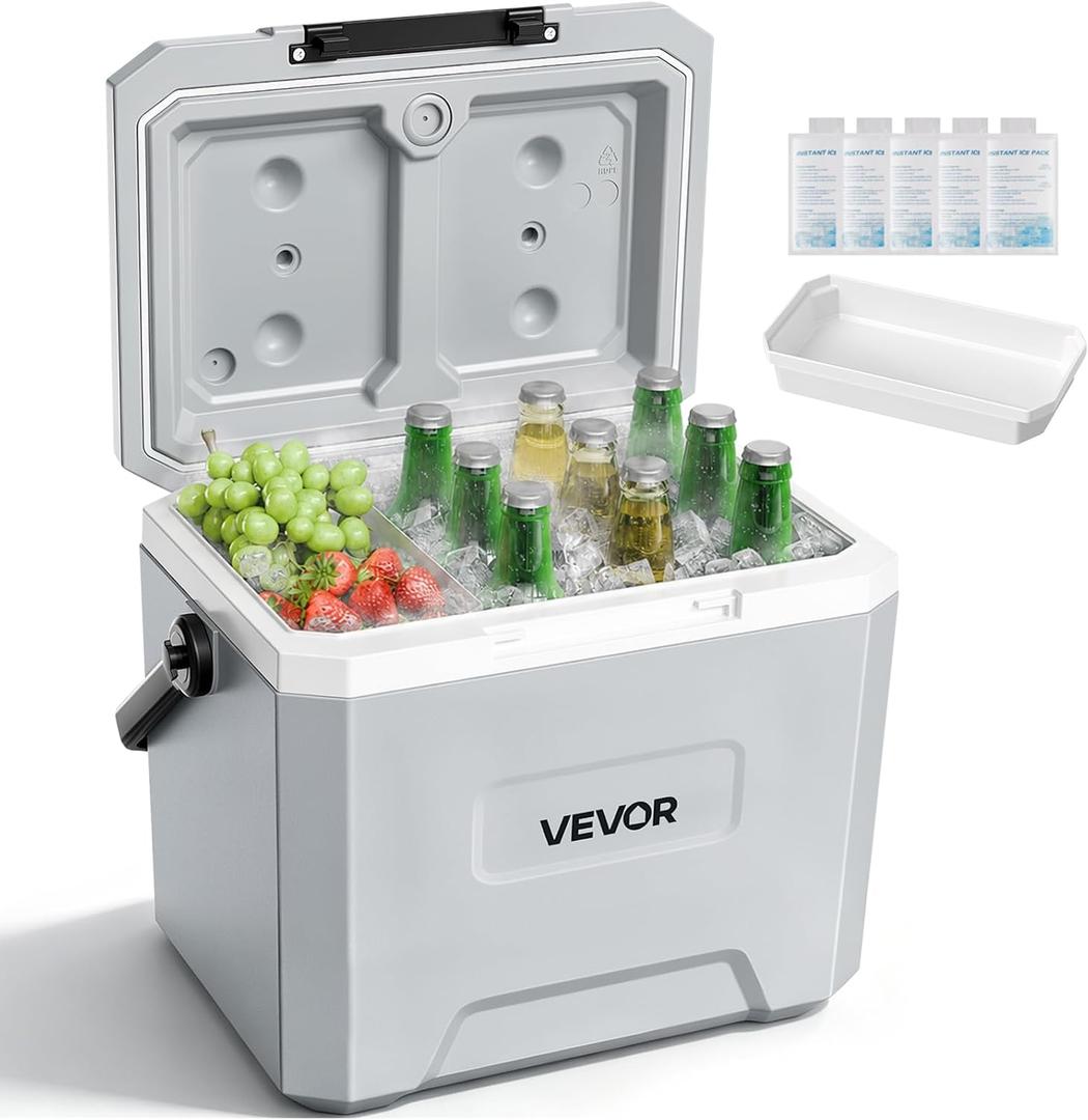Lightweight Rigid Material Insulated Portable Cooler, Suitable for Family Picnics and Short Trips, 17.3x12.2x14.2"