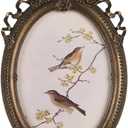 NIKKY HOME Vintage Photo Frame 4x5, Antique Picture Frames, Bronze Gold Decorative Photo Frame with Stand and Glass Front for Tabletop Photos Display Gift Ideas (3.5x5", Bird)