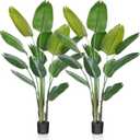 CROSOFMI Artificial Bird of Paradise Plant 6 Feet Fake Tropical Palm Tree with 13 Leaves,Perfect Faux Plants in Pot for Indoor Outdoor House Home Office Modern Decoration Housewarming Gift,2Pack