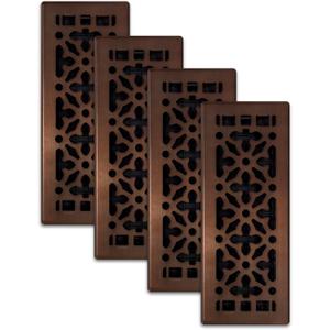 Decor Grates (4-Pack) AGH412-RB Gothic Floor Register, 4x12 Inches, Rubbed Bronze Finish