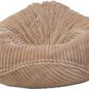Soft Bean Bag Chair Cover No filler Sofa Cover Storage Bean Bag Cover Organizing Children Plush Toys (Khaki, 4 feet-43.3"*43.3"*27.6")
