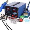 YIHUA 853D USB 3A-Three Tools- Soldering Station, Hot Air Rework Station and Power Supply 0~3A, 0-15V with output and test modes. Also C/F display, Digital Cal, Sleep Function