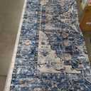 Eleisa 8x10 Area Rugs for Living Room, Blue Machine Washable Low Pile Area Rug, Stain Resistant Vintage Home Decor Rug for Bedroom, Dining Room, Home Office