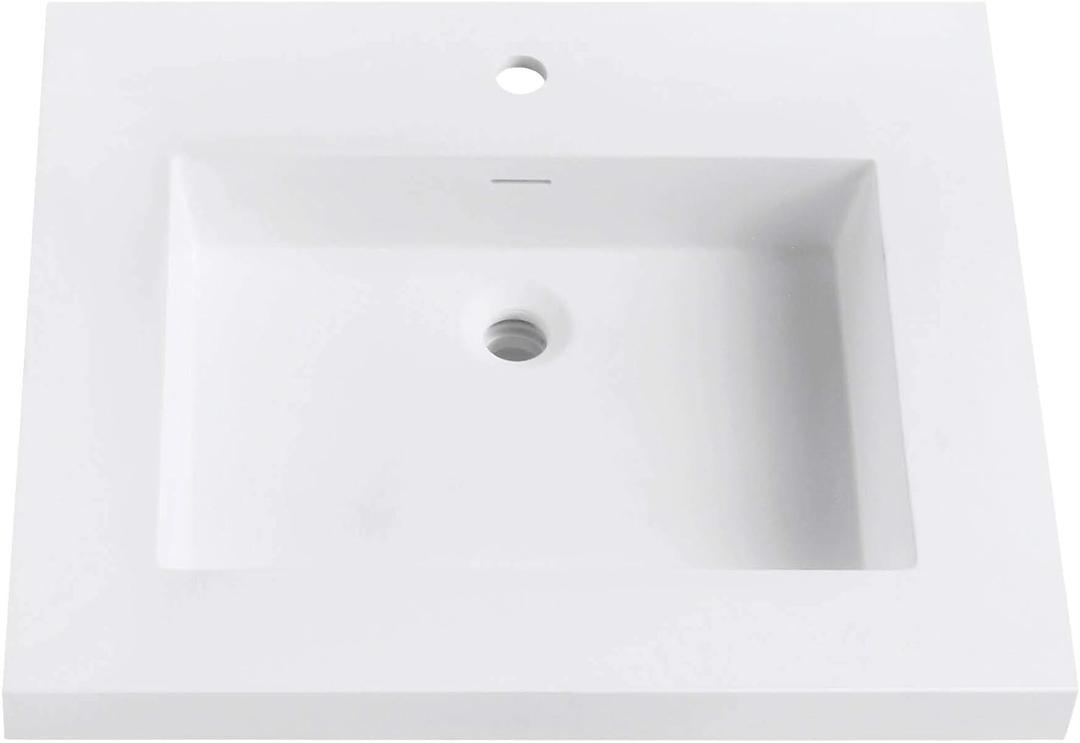 25-inch Solid Surface Vanity Top White Modern Contemporary Stone Matte