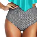 Tempt Me Women High Waisted Bikini Swimsuit Ruffle Bathing Suits Tummy Control Tankini Ruched Swimwear (Large, Stripe)