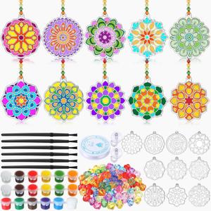 30 Sets Mandala Suncatchers Window Art Kits, Christmas DIY Sun Catchers Bulk Crafts Paint Your Own Window Ornaments for Adult Party Birthday Activity Home Decor