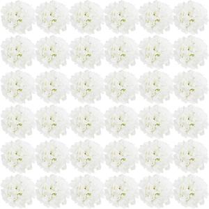 64 PCS Hydrangea Artificial Flowers - Faux Hydrangeas Full Realistic Silk Flowers Heads with Stems for Wedding Centerpiece Home Garden Baby Shower Party Decoration (White)