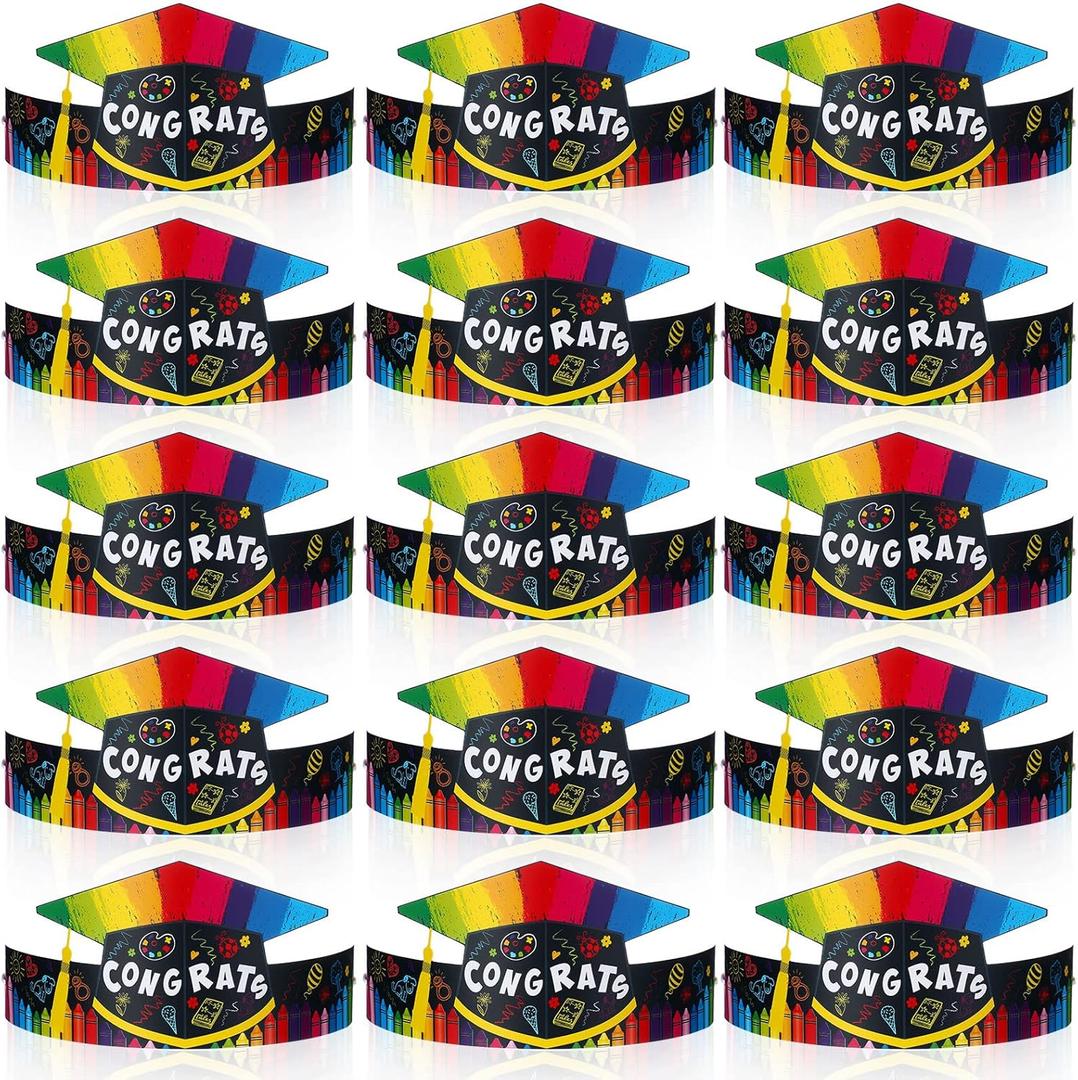 60 Pcs Preschool Paper Graduation Crown for Kids Graduation Caps Hats for Students Grad Decorations