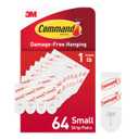 Command Small Refill Adhesive Strips, Damage Free Hanging Wall Adhesive Strips for Small Indoor Wall Hooks, No Tools Removable Adhesive Strips for Living Spaces, 64 White Command Strips