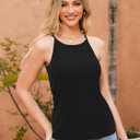 Degkim Trendy Camisole Tops for Women Hign Neck Tank Top Sleeveless Shirts Loose Fit Cami Tanks Black XL