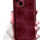 NITITOP Compatible with iPhone 13 Case Cute Sunflower Floral Design for Women Girls Flower Artistic Soft TPU Shockproof Protective Full Camera Protection Cover - Wine Red