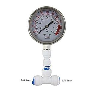 Malida Stainless Water Pressure Test Gauge, Water Pressure Detector for Aquarium Meter 0-1.6MPa 0-220psi Reverse Osmosis System Pump with 1/