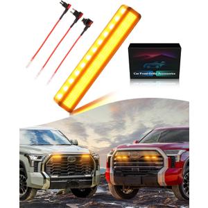 Front Bumper LED Grill Light for 2019-2024 2025 Toyota Tundra Raptor Marker Grille Lamp Tundra Exterior Accessories (Amber Lights, 4)
