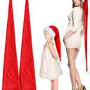 Geyoga 2 Pcs Christmas Santa Hat Extra Long Plush Christmas Hat White Xmas Claus Cap for Party Costume (Adults, Red)