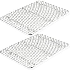 TeamFar Cooling Rack Set of 2, Stainless Steel 16.5 x 11.5 Baking Rack for Oven Cooking Roasting Grilling, Wire Rack for Cooling Cookies, Fits Half Sheet Pan, Healthy & Heavy Duty, Dishwasher Safe