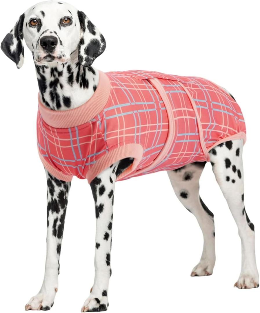 Kuoser Dog Recovery Suit for Female Male Dogs, Post-Surgery Bodysuit for Spay Neuter, Dog Onesie After Surgery, Anti-Licking Pet Surgical Recovery Suit, Pink XXL (XXL (Back:24.8-29.5'', Weight:70+ LB))