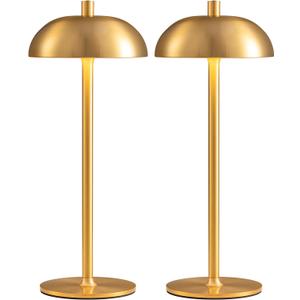 Cordless LED 12" Small Table Lamps Set of 2, Modern Portable Desk Lamp, 3 Color Dimming Rechargeable Battery Lights, for Bedroom, Outdoor, Restaurant, Bedside, Baby Night Light, Gifts (Gold)