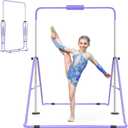 Gymnastics Bar for Kids, Adjustable Height Gymnastic Horizontal Bars with Mat, Folding Gymnastic Training Monkey Bars, Junior Expandable Training Kip Bar for Home