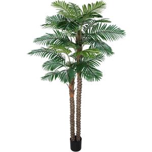 8FT Artificial Palm Tree for Outdoor, UV-Resistant Large Silk Artificial Plants Outdoor Indoor, Realistic Tropical Fake Palm Tree Decor for Poolside Patio Home Living Room