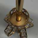 OwnMy 2PCS Crystal Crown Candlestick Holders Tea Light Holders Metal Tealight Candelabra, Gold Crystal Votive Candlesticks Set Elegant Candle Stick Holder Candle Centerpiece for Dining Table, 14" H (35CM)