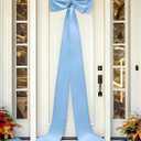 Giant Bow Decoration,Big Bows for Home Wreath Wall Backdrop Wedding Engagement Decor,Double Layer Large Satin Decorative Bows for Birthday Party Baby Shower Room Supplies(Blue Bow,71x18 Inch,Satin)