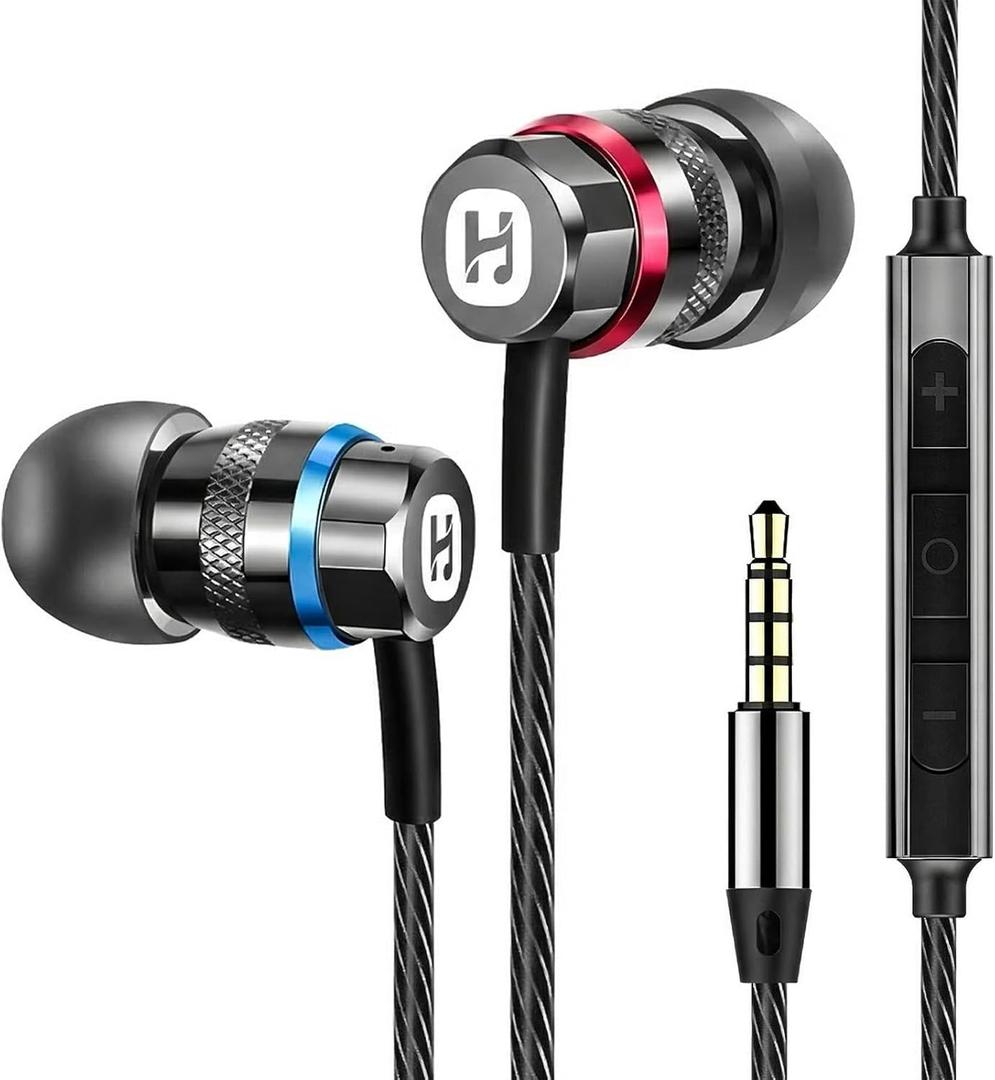 HIFI WALKER A1 Wired Earbuds with Microphone, Hi-Res 3.5mm Headphones Wired with Volume Control, Clear Calling Metal in-Ear Earphones for PC, Laptop, Tablet, Smartphone, Gaming (Space-Gray)