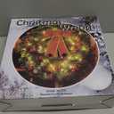 Juegoal 16 Inch Pre-Lit Christmas Wreath with Metal Hanger, Large Red Bow and Colored Balls, Battery Operated with Warm White 40 LEDs Lights, Front Door Spruce Lighted Wreath X-max Decorations