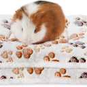 Amakunft 2 Pcs Guinea Pig Bed Mat Washable, Rabbit Winter Bed Pad for Indoor, Warm Small Animal Bed Mattres, Fleece Sleeping Pad for Bunny, Rat, Hedgehog, Sugar Glider, Chinchilla (Paw, Medium)