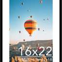 JCJMY 16x22 Picture Frame with 12x18 Mat, Display Photo 12x18 with Mat or 16 x 22 Without Mat, Wall Hanging Large 16 by 22 Poster Frame with Plexiglass, Black