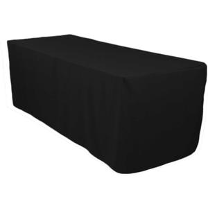 Surmente Black Fitted Tablecloths for 6 Foot Rectangle Tables, Black Table Covers for Weddings, Banquets, or Restaurants (1 Pack)