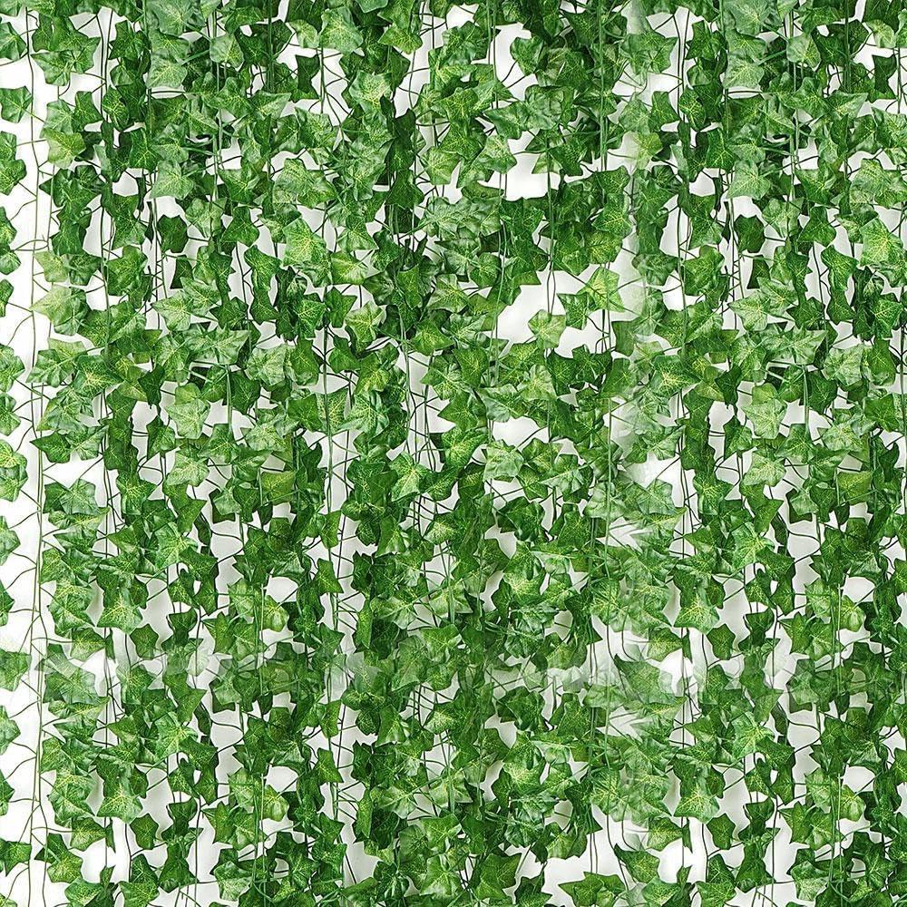 24 Pack 172 FT Artificial Ivy Garland Greenery Outdoor Faux Plants Leaf Garland Fake Vines for Bedroom Aesthetic Home Garden Office Wedding Wall Decor