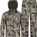 UIIHUNT Hunting Clothes for Men with Fleece Lining: Camo Hunting Suit, Safety Strap Compatible Water Resistant Silent Hunting Jacket and Pants (Green, XXXL)