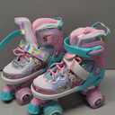 Girls Adjustable Roller Skates All Wheels Luminous Light Up Roller Skate Shoes for Kids Children, M