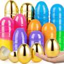 36 Pcs Large Easter Eggs, 3.15'' Empty Colorful Plastic Eggs with Golden Eggs, Fillable Plastic Egg for Easter Hunt, Filling Treats for Easter Basket Stuffers, Party Favors Decoration