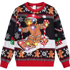 Cutemile Kids Boy Ugly Christmas Sweaters Size 5-14 Girls Light Up Xmas Sweaters for Party (5-6 Years, Skiing)