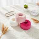 SATINIOR 3 Pairs Faux Fur Short Wrist Cuff Winter Fuzzy Wrist Cuff Warmers for Women Girls Favors (White,pink,rose Red)